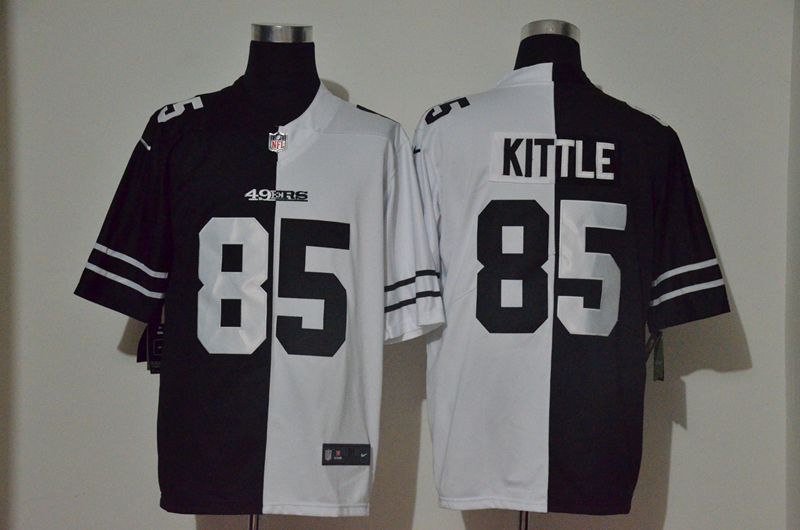 Men San Francisco 49ers #85 Kittle Black white Half version 2020 Nike NFL Jerseys->kansas city chiefs->NFL Jersey